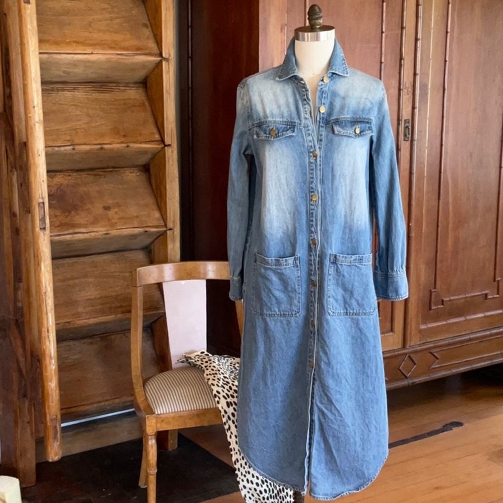 Denim Long Sleeve Shirt Dress